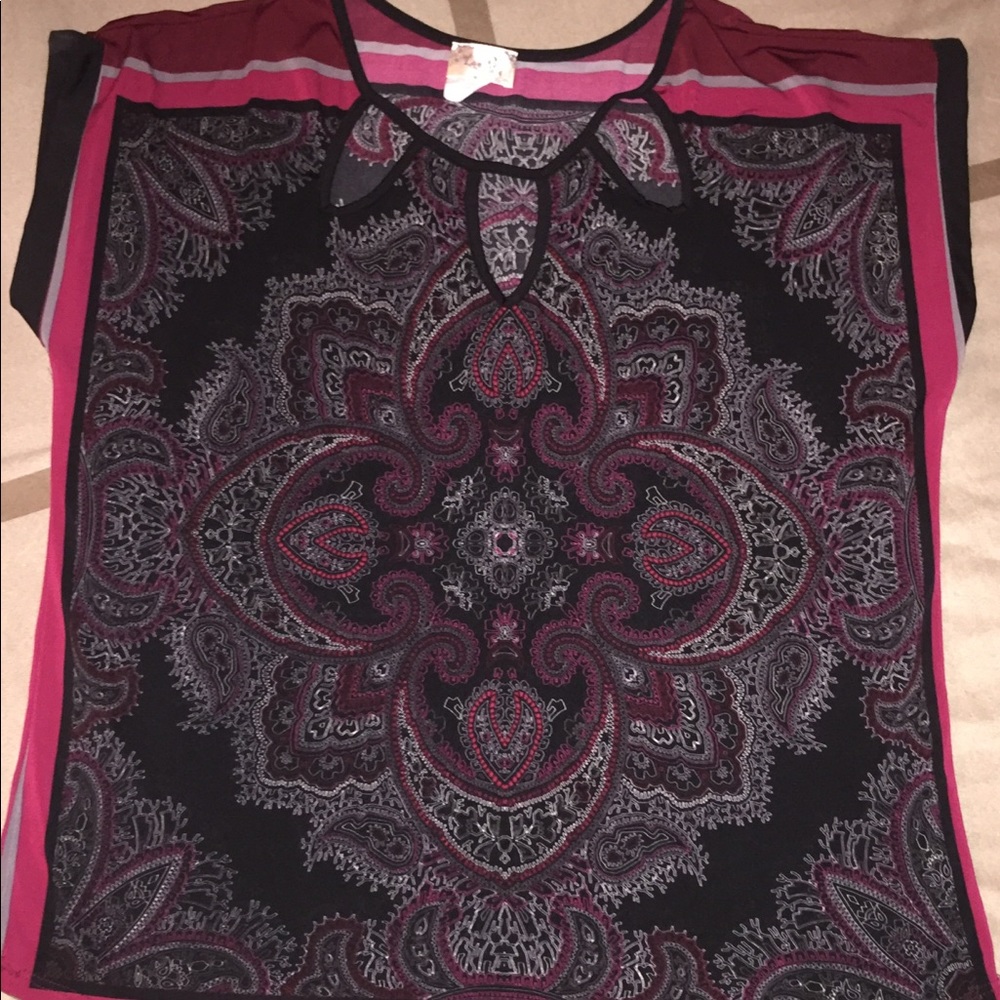 Short sleeve multicolored blouse